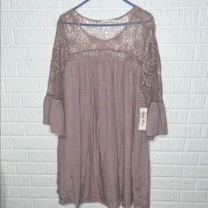Indigo Rose Women's Long Sleeve Lace Dress in Mauve